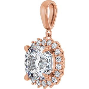 18K Rose Gold 11x11 mm Cushion Pendant Mounting – image 3