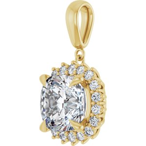 14K Yellow Gold 11x11 mm Cushion Pendant Mounting – image 3