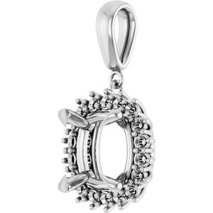 14Kx1 White Gold 11x11 mm Cushion Pendant Mounting – image 4