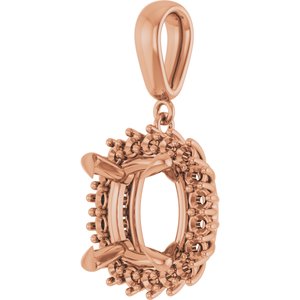 14K Rose Gold 11x11 mm Cushion Pendant Mounting – image 4