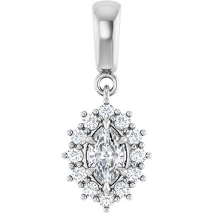 14Kx1 White Gold 6x3.5 mm Marquise Pendant Mounting