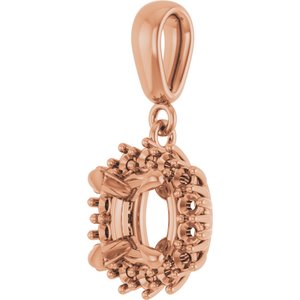 10K Rose Gold 6.5x6.5 mm Cushion Pendant Mounting – image 4