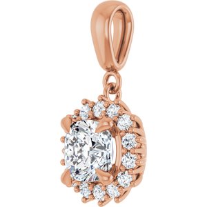 10K Rose Gold 6.5x6.5 mm Cushion Pendant Mounting – image 3