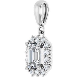 18K White Gold 7x5 mm Emerald Pendant Mounting – image 3