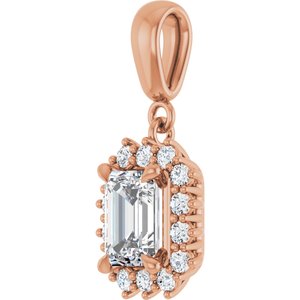 14K Rose Gold 7x5 mm Emerald Pendant Mounting – image 3