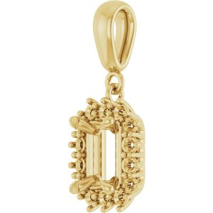 18K Yellow Gold 7x5 mm Emerald Pendant Mounting – image 4