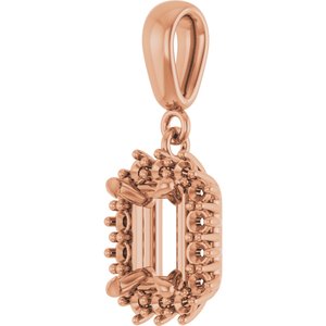 18K Rose Gold 7x5 mm Emerald Pendant Mounting – image 4