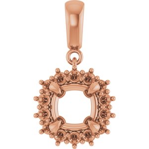 14K Rose Gold 7x7 mm Cushion Pendant Mounting – image 2