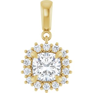 10K Yellow Gold 7x7 mm Cushion Pendant Mounting