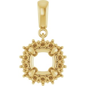10K Yellow Gold 7x7 mm Cushion Pendant Mounting – image 2