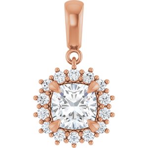 18K Rose Gold 7x7 mm Cushion Pendant Mounting