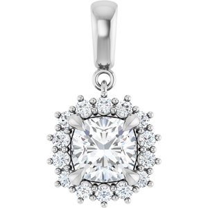 Sterling Silver 7x7 mm Cushion Pendant Mounting