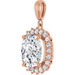18K Rose Gold 12x10 mm Elongated Cushion Pendant Mounting – image 3
