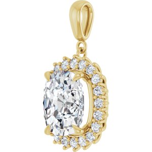 10K Yellow Gold 12x10 mm Elongated Cushion Pendant Mounting – image 3