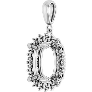 10K White Gold 12x10 mm Elongated Cushion Pendant Mounting – image 4