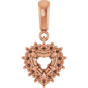 18K Rose Gold 5x5 mm Heart Pendant Mounting – image 2