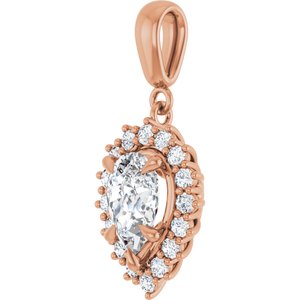 10K Rose Gold 9x6 mm Pear Pendant Mounting – image 3