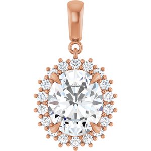 14K Rose Gold 12x10 mm Oval Pendant Mounting