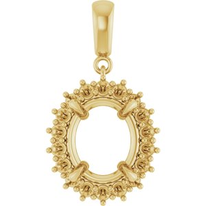 18K Yellow Gold 12x10 mm Oval Pendant Mounting – image 2