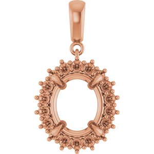 14K Rose Gold 12x10 mm Oval Pendant Mounting – image 2