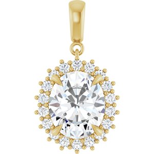 14K Yellow Gold 12x10 mm Oval Pendant Mounting