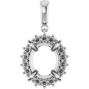 18K White Gold 12x10 mm Oval Pendant Mounting – image 2