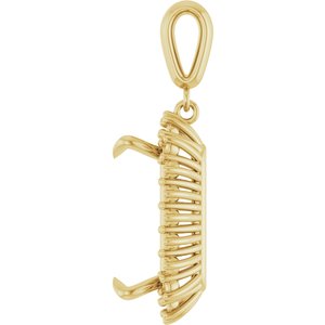 10K Yellow Gold 16x12 mm Emerald Pendant Mounting – image 6