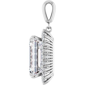 10K White Gold 16x12 mm Emerald Pendant Mounting – image 5