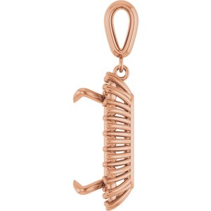 14K Rose Gold 16x12 mm Emerald Pendant Mounting – image 6