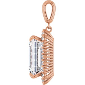 10K Rose Gold 16x12 mm Emerald Pendant Mounting – image 5