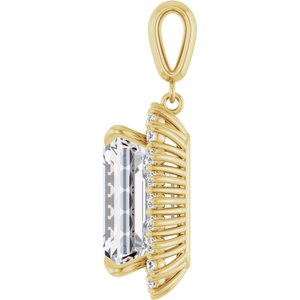 14K Yellow Gold 16x12 mm Emerald Pendant Mounting – image 5