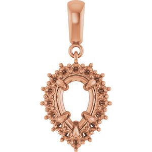 14K Rose Gold 9x6 mm Pear Pendant Mounting – image 2