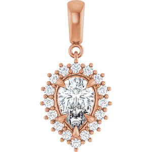 14K Rose Gold 9x6 mm Pear Pendant Mounting