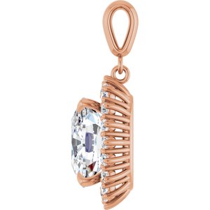 10K Rose Gold 12x10 mm Elongated Cushion Pendant Mounting – image 5