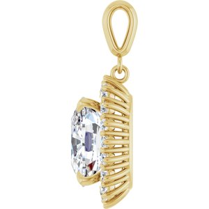 14K Yellow Gold 12x10 mm Elongated Cushion Pendant Mounting – image 5