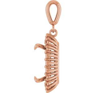10K Rose Gold 12x10 mm Elongated Cushion Pendant Mounting – image 6