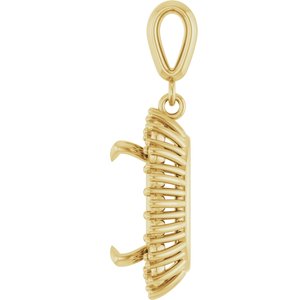 18K Yellow Gold 12x10 mm Elongated Cushion Pendant Mounting – image 6