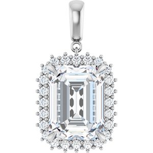 14Kx1 White Gold 16x12 mm Emerald Pendant Mounting