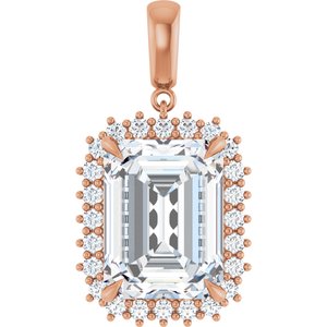 10K Rose Gold 16x12 mm Emerald Pendant Mounting