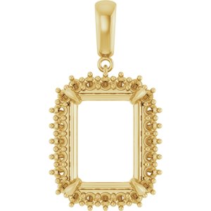 10K Yellow Gold 16x12 mm Emerald Pendant Mounting – image 2