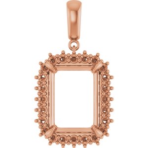 10K Rose Gold 16x12 mm Emerald Pendant Mounting – image 2
