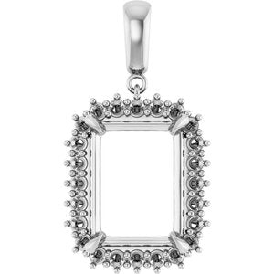14Kx1 White Gold 16x12 mm Emerald Pendant Mounting – image 2