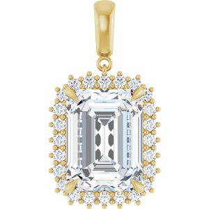 14K Yellow Gold 16x12 mm Emerald Pendant Mounting
