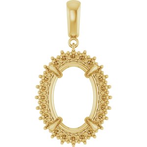18K Yellow Gold 18x13 mm Oval Pendant Mounting – image 2