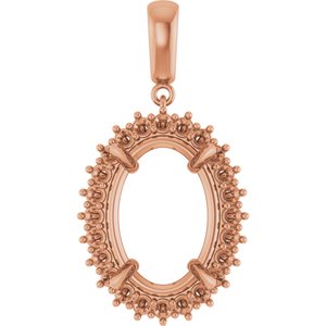 14K Rose Gold 18x13 mm Oval Pendant Mounting – image 2