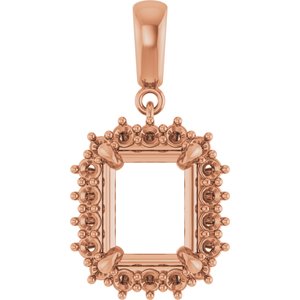 14K Rose Gold 10x8 mm Emerald Pendant Mounting – image 2