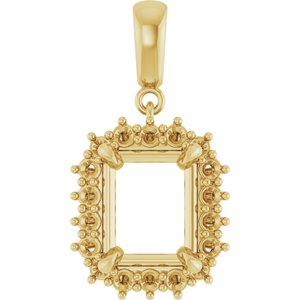 18K Yellow Gold 10x8 mm Emerald Pendant Mounting – image 2