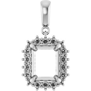 14Kx1 White Gold 10x8 mm Emerald Pendant Mounting – image 2