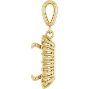 14K Yellow Gold 10x8 mm Emerald Pendant Mounting – image 6