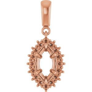 10K Rose Gold 9.5x5 mm Marquise Pendant Mounting – image 2